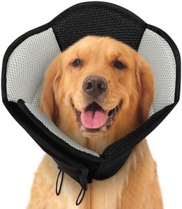 SUNFURA Soft Dog Cone, Dog Cones for Large Dogs, Cone for Extra Large Dogs to Stop Licking After Surgery, Adjustable Dog Cone Alternative Dog Recovery Collar for Wound Healing, Black XL