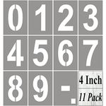 4 Inch Large Number Stencils for Painting - 11 Pack Number Stencil Templates for Curb Address, Cakes, Cookies, Mailboxes and Crafts, Reusable House Numbers Stencils for Wood Signs & Cement Wall Art