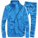 MACHLAB Men's Activewear Full Zip Warm Tracksuit Sports Set Casual Sweat Suit, Light Blue, Medium