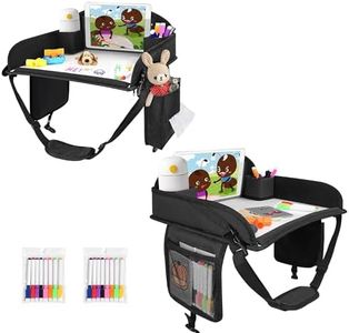 UTOLOVE 2Pcs Kids Travel Tray, Travel Tray for Kid with Drawing Kit, Carseat Trays for Toddler, Toddler Road Trip Essentials, Black