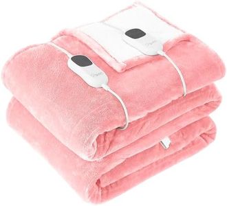 Homemate Electric Heated Blanket King - 100"x90" Heating Blanket King Size Dual Control 1/2/4/6/8 Hours Auto-Off 10 Heat Level Over-Heat Protection Flannel Sherpa ETL Certification