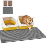 Cat Litter Mat - 30'' x 24'' Large Litter Trapping Mat, Easy to Clean Litter Box Mat, Waterproof, Urine-Proof, Non-Slip, Cat Toilet Training Systems Accessories, Grey