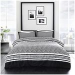 GC GAVENO CAVAILIA Greek Bedding Double Duvet Set, Reversible Geometric Quilt Cover With Matching Pillowcases, Black/White