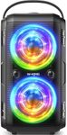 W-KING Party Loudest Portable Bluetooth Speaker Wireless Boom Box, 180W Max Big Large Outdoor Speaker 4 Drivers with 2*4.04'' Subwoofer, 80W HD Huge 105dB Pulse Natur Deep Bass, IPX5/24H/EQ/USB/TF/AUX