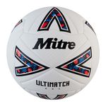 Mitre Ultimatch Football, Enhanced Control, Extra Durability, Added Accuracy, Ball, White/Black/Bib Red, 5