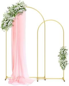 Pureegg Metal Arch Backdrop Stand Set - Set of 2 (7.2ft/6.0ft), Gold Wedding Stand with Stable Base, Elegant Backdrop Cover for Party, Birthday, Baby Shower, Graduation, Easy to Assemble