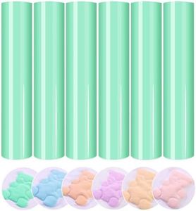 HTVSTD Pastel Green Puff Vinyl Heat Transfer -12" x 10" 6pcs Light Green Puffy HTV Iron On Vinyl Puffy Heat Transfer Vinyl for T-Shirts Puff HTV