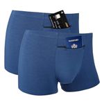 Men's Pocket Underwear with A Secret Front Stash Pocket Panties, 2 Packs (Blue), Blue, S