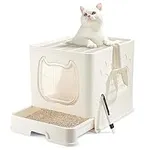 Pawsayes Cat Litter Box with Lid, C