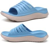 KuaiLu Womens Recovery Sandals Comfortable Plantar Fasciitis Arch Support Ladies Orthopedic Running Sport Slides Open Toe Slip On Thick Athletic Cushion Slippers Summer Beach Sandles Blue 8