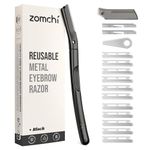 ZOMCHI Dermaplaning Tool for Face with 11 Refill Blades, Dermaplane Razor for Women and Men, Face Razor with Precision Silicone Cover, Eyebrow Razor, Facial Razor, Reusable Metal Handle - Matte Black