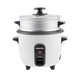 Geepas 350W Rice Cooker & Steamer with Keep Warm Function, 0.6L | Automatic Cooking, Non-Stick Inner Pot | Make Rice & Steam Healthy Vegetables | Includes Measuring Cup, Spatula & Power Cord