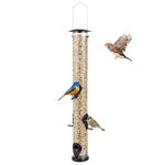 Backyard Expressions Tall Tube Bird Feeder - Durable Hanging Wild Bird Feeder for Wild Birds - 23" Tall, 6-Port Design