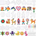 20 Pieces 5mm Fuse Beads Pegboards Clear Animal Shape Plastic Pegboards Craft Tray with 20 Pieces Colorful Cards for Kids DIY Craft Beads