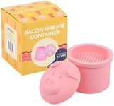 IMPRESA 2 Cup Extra Large Pink Pig-Shaped Grease Container - Novelty Bacon With Strainer - Silicone Grease Jar to Dispose or Store Drippings - Kitchen Grease Container - Giftable Grease Can