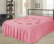 Luxury Pink 100% Cotton Candlewick Fitted Traditional Bedspread Single Double King SK (Double)