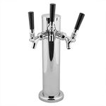 Beer Dispenser, Draft Beer Dispenser Tower Stainless Steel Triple Tap 3 Faucets Draft Beer Dispenser for Bar Home Brew Kegerator