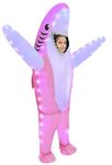 Inflatable Costumes for Kids Shark Costume with LED Lights Halloween Blow Up Lighted Shark Costume Party Cosplay(Pink)