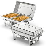 NArra 2pcs Chafing Dish Buffet Set, 8QT/9L Buffet Servers Catering Heat Container Set with Half Size Food Containers, Food Warmer Set for Catering, Buffet, and Wedding Parties