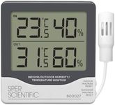 Sper Scientific Indoor/Outdoor Humidity and Temperature Monitor 800027 - Large LCD Display with Outdoor Sensor, Max/Min Memory for Home, Office, Greenhouse & Weather Station - 4 pc