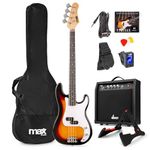 MAX GigKit Electric Bass Guitar Pack for Beginners - Sunburst with Gear, Bass Guitar Kit, Ideal Starter Set for New Musicians, Beginner Bass Guitar, Learner Bass Guitar, Bass Guitar Starter Pack