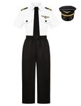 Davsolly Airline Pilot Costume for Kids Airline Captain Uniform for Halloween Career Day Dress Up Birthday Gifts