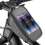 Amazon Brand - Symactive Bike Front Frame Bag Polyester Cycle Pouch Pannier for Mobile Phone Storage and Cycling Accessories Saddle Bag with Velcro Straps Fastening (Military Grey)