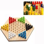 Cisixin Traditional Hexagon Chinese Checkers Desktop Games Correct Regulation Size Family/Travel Board Games,Star Shape,Wooden