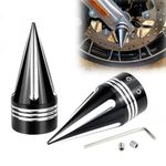 Motorcycle Front Axle Nut Covers 3.6" Spike Front Axle Caps Compatible for Harley Touring Street Road Electra Tri Glide Road King Fat Boy Dyna Sportster (Black)