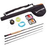 Fly Fishing Starter Set - 8ft Stream Series Fiberglass Rod, Aluminum Reel, Travel Bag, 12 Dry Flies, Box, and 20lb Backing Line by Wakeman Outdoors