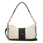 Miraggio Bella Colorblocked Shoulder Bag With Adjustable And Detachable Sling Strap For Women, Black