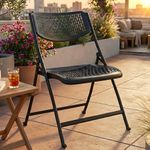 MRC Lazer Folding Chair with Breatheable Nylon Seat for Space-Saving Design for Home, Office, and Dorm Rooms Kitchen,Work,Sturdy,Garden,Balcony,Restaurant Chair (Black)