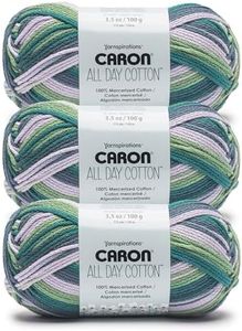 Caron All Day Cotton Starling Yarn - 3 Pack of 100g/3.5oz - 100% Mercerized Cotton - #4 Worsted (Medium) - 173 Yards - Knitting/Crochet