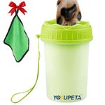 YOYUPETA Dog Paw Cleaner,2 in 1 Dog Paw Washer, Buddy Muddy Paw Cleaner,Medium Portable Silicone Pet Cleaning Brush Cup, Pet Foot Washer for Small Medium Breed Dogs/Cats, Free Bath Brush, Green