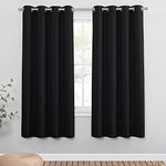 PONY DANCE Blackout Black Curtains for Living Room, Eyelet Thermal Insulated & Energy Saving Curtains, Privacy Light Blocking Drapes for Bedroom, 2 Panels, 46 Inch Width by 72 Inch Length