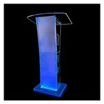 Acrylic Podium Stand with lights, 43”Transparent Pulpits for Churches with Large Reading Platform, Clear Presentation Podiums for Churches, Classroom, Conference (15 Colors Adjustable& Remote Control)