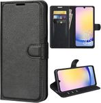 T Tersely Wallet Case Cover for Samsung Galaxy A25 (2024), Premium Protective PU Leather Flip Magnetic Case with Card Slots Stand Feature - Black