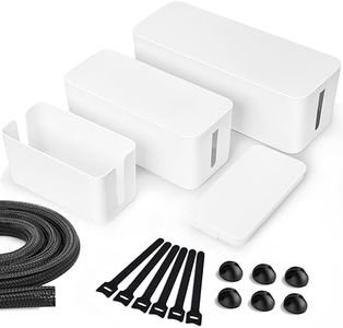Lannvan Caja Cables, 3 Unidades Caja de Cables Caja de Enchufe Organizador de Cables para Cables- Caja Organizadora Cables para Esconder y Ocultar Cables TV- Apto para Hogar y Oficina, Blanco