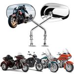 Motobiker Motorcycle Mirrors Compatible with Harley-Davidson Road King Sportster Street Glide Electra Glide Dyna Softail Road Glide 1982-2022 (Chrome)