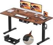 Airfish Electric Standing Desk with USB Charging Port，Ergonomic Computer Height Adjustable Desk with Cable Tray，Sit Stand Up Desk Rising Table for Home Office (Brown,140 x 70 cm)