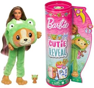 Barbie Cutie Reveal - Bambola con Costume di Peluche da Cagnolino-Rana e 10 Accessori a Sorpresa Cambia Colore, Serie Amici Cuccioli, Giocattolo per Bambini, 3+ Anni, HRK24