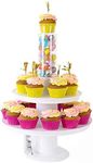 Surprise Cake - Popping Cake Stand 2 in 1 Cake and Cupcake Stand (Happy Birthday) White