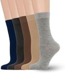 Women's Soft Thin Viscose Bamboo Crew Socks, Fit Stretchy Casual, Business, Dress Calf Sock 5 Pairs (US, Alpha, Medium, Regular, Regular, Assorted7)