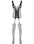 dPois Men's Hollow Out Body Stocking Sexy See Through Mesh Bodysuit Clubwear Pajamas Black Type F One Size