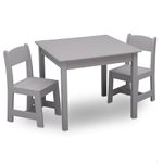 Delta Children MySize Kids Wood Table and Chair Set (2 Chairs Included) - Ideal for Arts & Crafts, Snack Time, Homeschooling, Homework & More, Grey