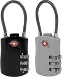 Iktu TSA Approved Travel Luggage Locks 3 Dial Combination Cable Padlock for Suitcases Bags Gym Lockers - 2pc