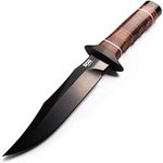 SOG Bowie 2.0 Fixed Blade Knife-Tactical Knife with 6.4 Inch Blade, Hunting Knife with Hard Case TiNi Coating and AUS-8 Steel, Leather Knife Sheath (S1T-L),Brown