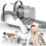 Bunfly Dog Grooming Kit & Vacuum Suction 99.99% Pet Hair, 3L Large Capacity Dust Cup, 7 Pet Grooming Tools for Shedding Pet Hair, Home Cleaning（Silver）