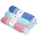 PATVY Bath Towels|Light Weight Turkish Style Bath Towels for Men Large Size Cotton|75 x 150cm Quick Absorption &Faster Drying Bath Towel for Women|100% Cotton (Pack of 3,Royal Blue,Pink&Water Green)