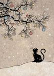 Bug Art Christmas Cards Pack of 8 - Black Cat and Robins Embossed with Foil Details - Eco-Friendly & Recyclable